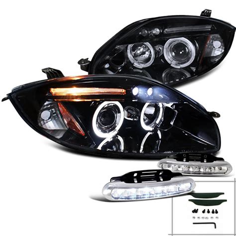 Spec D Tuning Halo Rim Led Glossy Black Projector Headlights Led Bumper Fog Compatible With