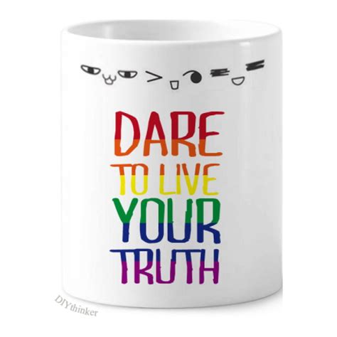 Live Your Truth LGBT Rainbow Flag Toothbrush Mug Cup Cartoon Lovely Pen