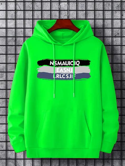 Letter Color Block Print Hoodies Men Graphic Hoodie Comfy Temu Norway