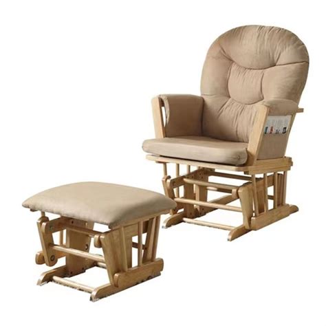 High Quality Modern Gliders Furniture Natural Wood Frame Upholstered Nursing Rocking Chair