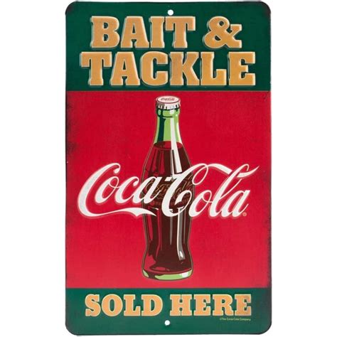 Open Road Brands Coca Cola Bait And Tackle Embossed Metal Sign