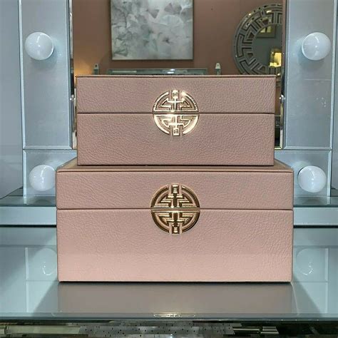 Set Of Rose Pink Nude Faux Leather Jewellery Storage Makeup Boxes Picture Perfect Home
