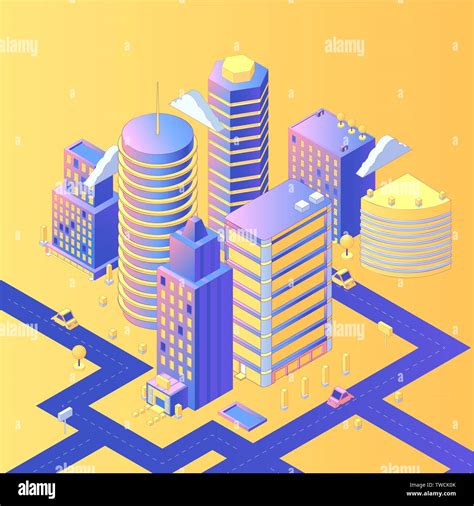 Ciudad Futurista Isom Trica Ilustraci N Vectorial D Rascacielos Zona