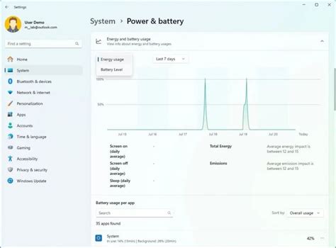 Az új energia és akkumulátorhasználati beállítások engedélyezése a