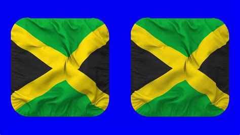 Jamaica Flag In Squire Shape Isolated With Plain And Bump Texture D