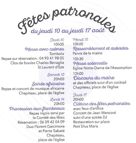 F Tes Patronales Site Officiel De La Mairie D Eze