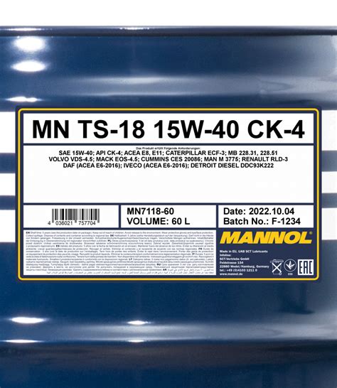 MANNOL TS-18 15W-40 CK-4