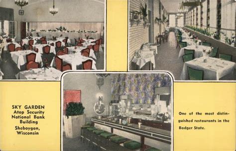 sky garden atop security national bank building sheboygan wi postcard