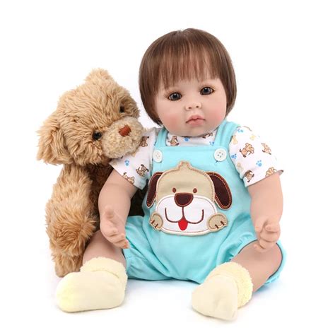 NPKDOLL 20'' Soft silicone Reborn Babies Dolls with plush animal dog doll 50 cm Vinyl Toys for ...