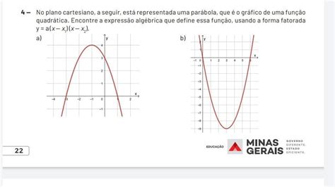 No Plano Cartesiano A Seguir Está Representada Uma Parábola Que é O