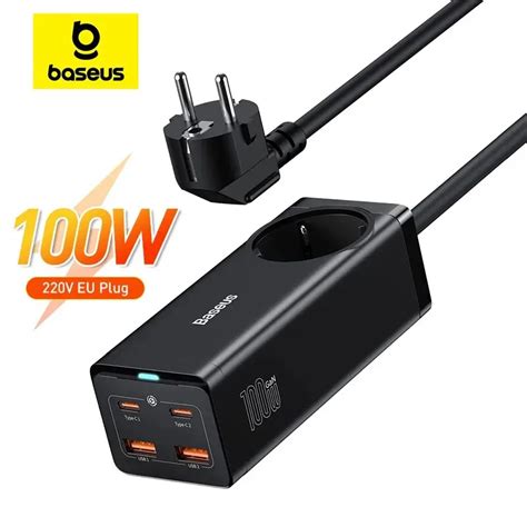 Baseus 데스크탑 멀티탭 충전 스테이션 100W GaN3 Pro USB 충전기 C 타입 PD QC 고속 충전 4 0 3