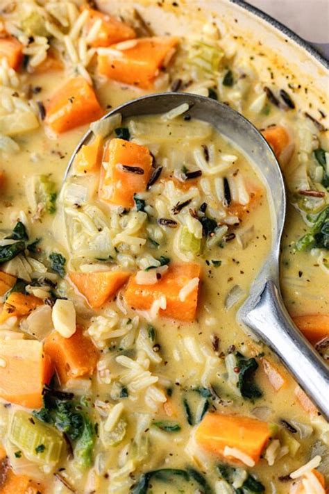 Creamy Sweet Potato And Wild Rice Soup Cupful Of Kale