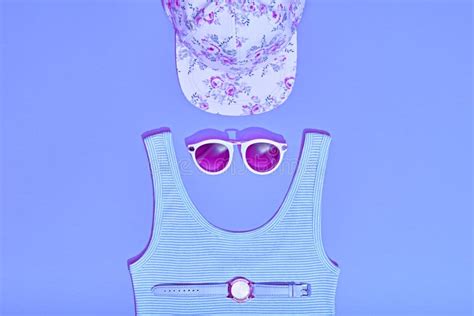 Fashion Sunny Summer Set Hot Beach Vibes Minimal Stock Photo Image