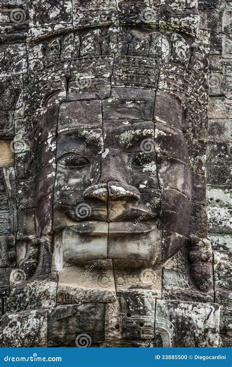 Stone Head On Towers Of Bayon Temple In Angkor Thom Cambodia S Stock