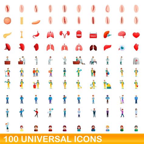 Conjunto De Iconos Universales Estilo De Dibujos Animados Vector