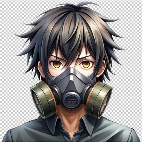 Anime character wearing a gas mask | Premium AI-generated PSD