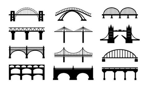 Vector Bridges Silhouettes Icons Bridge Drawing Bridge Icon Black