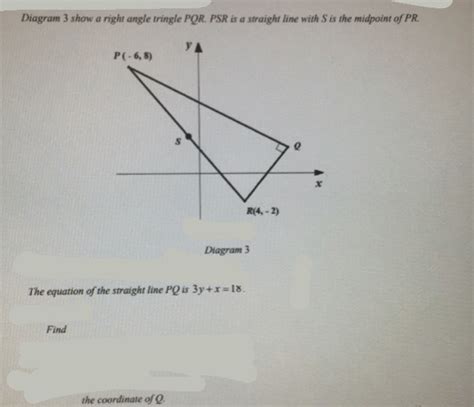 Solved Diagram 3 Show A Right Angle Tringle Pqr Psr Is A Straight Line With S Is The Midpoint