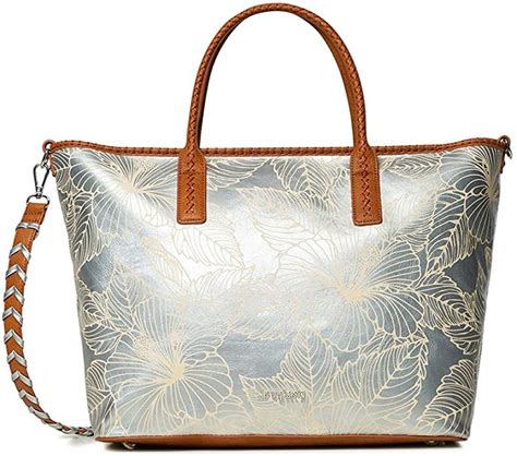 Desigual Bols Akela Holbox Bolso Con Asas Plata Plateado 17 X 30