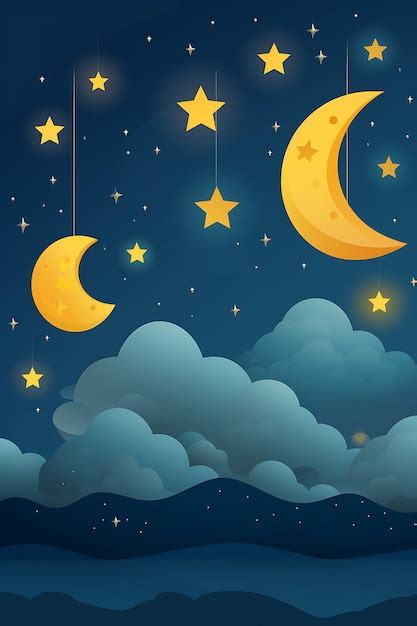 Premium Photo | Cartoon moon and star in night sky