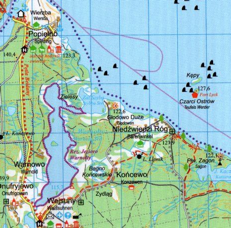 Wielkie Jeziora Mazurskie Mapa Szlak W Rowerowych Td