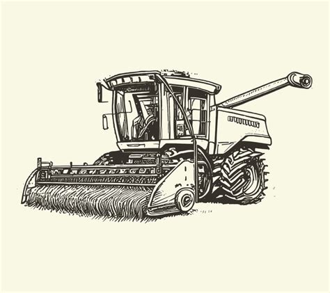 John Deere Combine Line Drawing