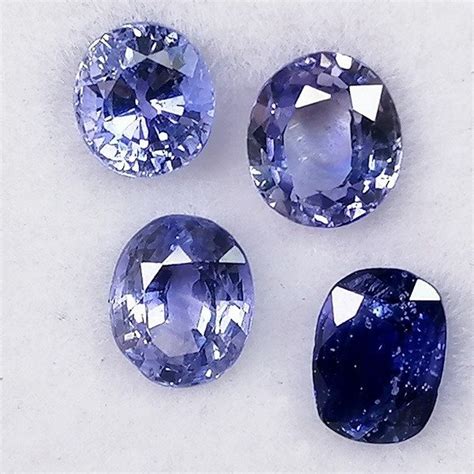 4 Pcs Bleu Saphire 2 29 Ct Catawiki