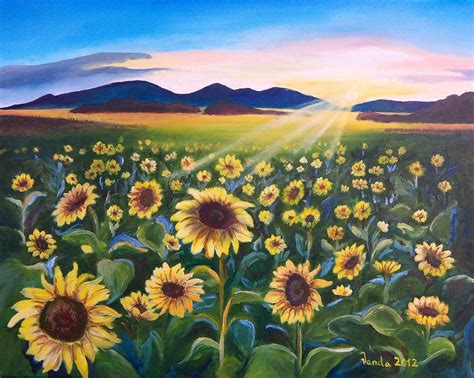 Sunflower Field Painting By Vanda Bleavins