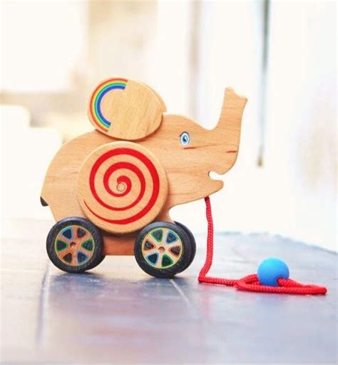 Wooden Wheel Elephant Toy Push Pull Toy Age Group 1 4 Year Ecofriendly