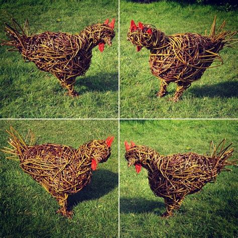 Chicken 🐔 by Wispy Willow Creations | Garden art sculptures, Willow garden, Scarecrows for garden