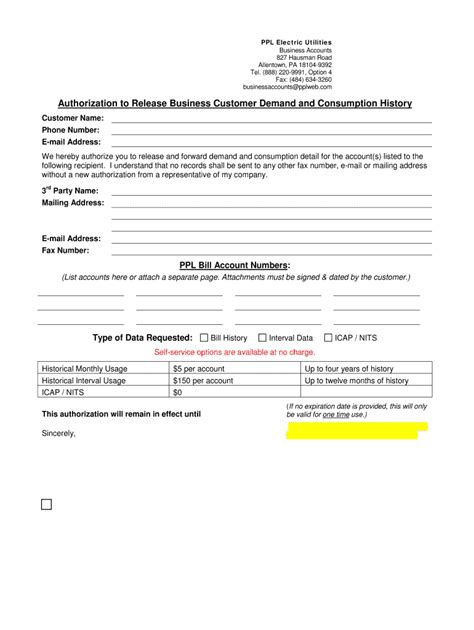 Fillable Online Authorization BFormb PPL Electric Utilities Fax Email