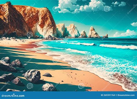 Paesaggi Estivi Di Fondo Naturale Mare E Mare Illustrazione Di Stock