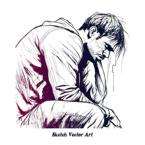 Premium Vector | Depression man art and hand drawing sketch art style ...