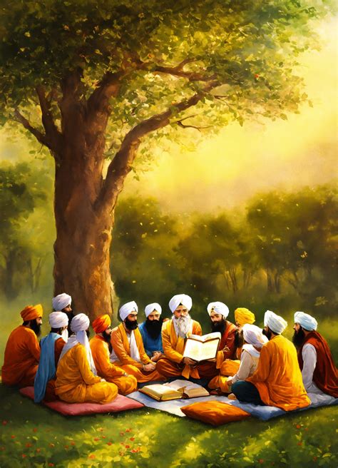 Lexica Sikh Guru Guru Nanak Dev Ji With Gursikh Mans Womans Sangat