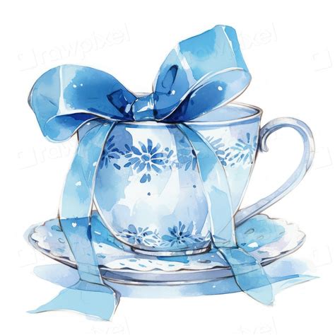 Elegant Blue Floral Teacup Illustration Free Photo Illustration