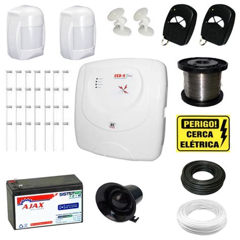 Kit completo sistema de cerca elétrica e alarme residencial JFL