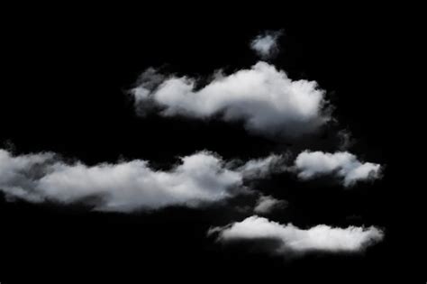 Nuvens Brancas Fofas Isoladas Em Um Clipart De Fundo Preto Foto Premium