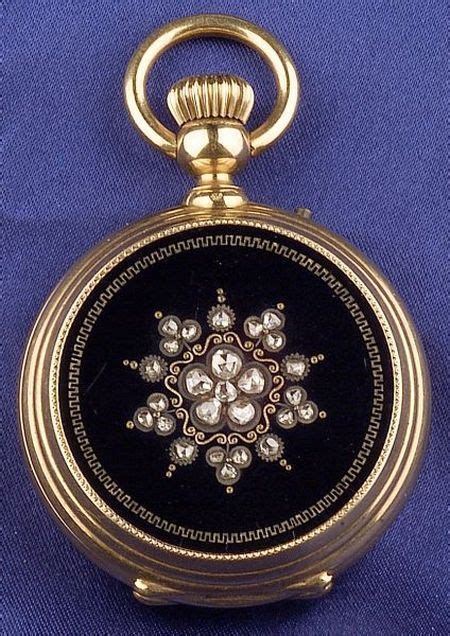 Antique 18kt Gold Enamel And Diamond Hunting Case Pocket Watch Gold