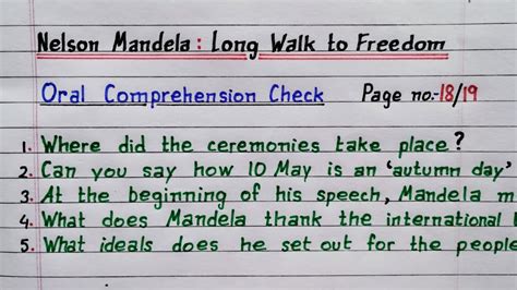 Nelson Mandela Question Answer Class 10 English Chapter 2 Page