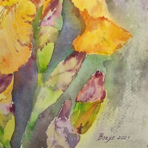 Iris in the midle of the field Watercolour by Tetiana Borys | Artfinder