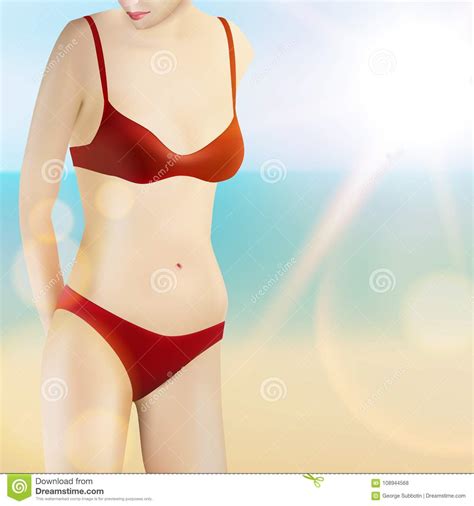 Woman In Bikini On Summer Sea Beach Stock Vector Illustration Of