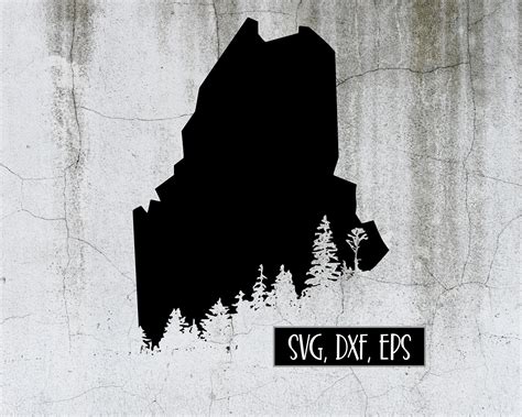 Digital File Maine State Silhouette With Tree Line Cut File Etsy