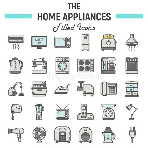 Home Appliances Line Icon Set Household Symbols Collection Vector Sketches Logo Illustrations