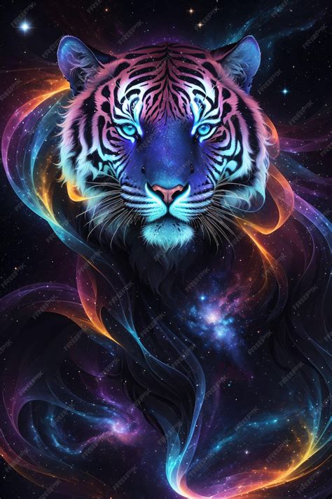 Premium AI Image | Cosmic tiger in the outer space