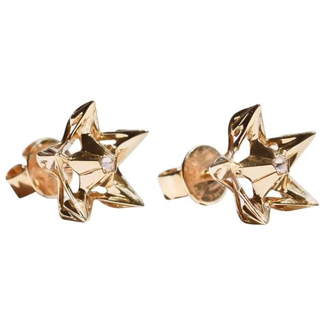 Helix Diamond Gold Stud Earrings For Sale (Free Shipping) at 1stDibs