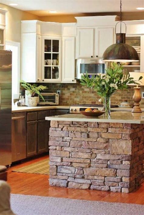 20 Beautiful Brick And Stone Kitchen Island Designs