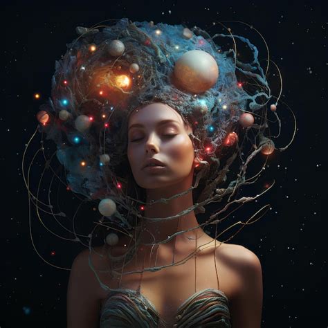 Premium Photo Celestial Woman With Planets In Hair Universe Woman