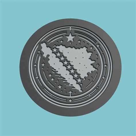 🇧🇦 Bosnia and Herzegovina Map Medallion CNC Bosnia and Herzegovina 3d