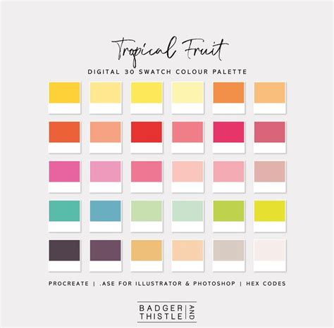 Tropical Fruit Digital Colour Palette Swatches Download Procreate