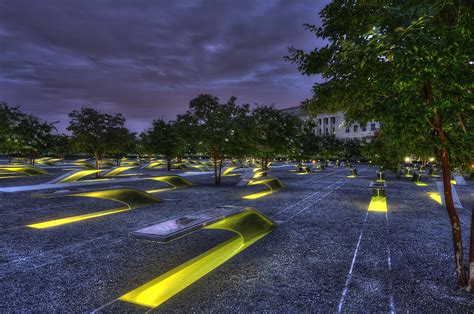 Pentagon Memorial At Night